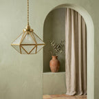 Clear-Look Wide Diamond Tiffany-Inspired Pendant Light, Textured-Look Panels, Handmade - view 7