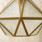 Clear-Look Wide Diamond Tiffany-Inspired Pendant Light, Textured-Look Panels, Handmade - view 3