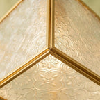 Handmade Faceted Cube Pendant Light with Clear Panels and Gold-Tone Frame - view 2