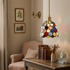Handmade Multicolor Dot Tiffany-Inspired Pendant Light with Scalloped Dome - view 8