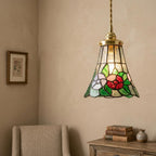 Handmade Floral Bell Tiffany-Inspired Pendant Light with Red, Pink, and Soft Purple Blooms - view 8