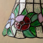 Handmade Floral Bell Tiffany-Inspired Pendant Light with Red, Pink, and Soft Purple Blooms - view 2