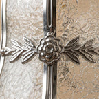 Handmade Clear Bell Pendant Light with Silver-Tone Floral Band and Scalloped Edge - view 2