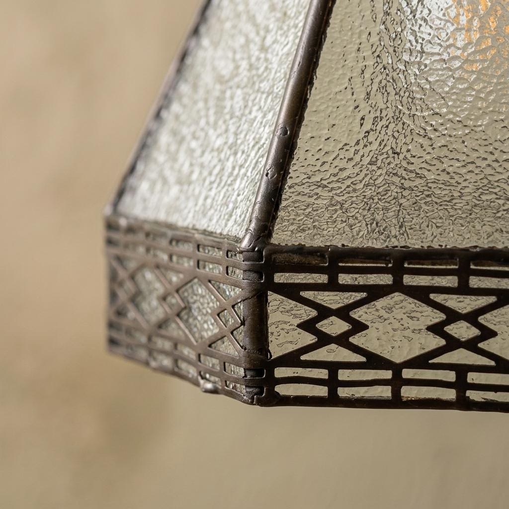 Handmade Clear Geometric Bell Pendant Light with Dark Lattice Border - view 2