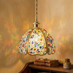 Handmade Multicolor Pebble-Pattern Pendant Light with Speckled Dome - view 10
