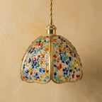 Handmade Multicolor Pebble-Pattern Pendant Light with Speckled Dome - view 5