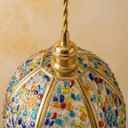 Handmade Multicolor Pebble-Pattern Pendant Light with Speckled Dome - view 4