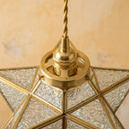 Clear-Look Geometric Star Pendant Light, Textured-Look Panels, Handmade - view 4