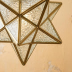 Clear-Look Geometric Star Pendant Light, Textured-Look Panels, Handmade - view 2