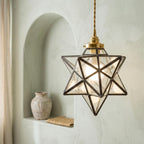 Clear-Look Geometric Star Pendant Light, Gray-Black Frame, Handmade - view 6