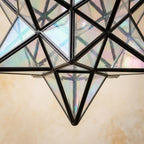 Clear-Look Geometric Star Pendant Light, Dark Frame, Handmade - view 2