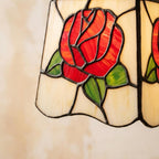 Handmade Red-Rose Lantern Tiffany-Inspired Pendant Light with Cream Geometric Panels - view 2