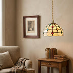 Handmade Cream Dome Tiffany-Inspired Pendant Light with Multicolor Dot Pattern - view 7