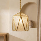 Handmade Faceted Geometric Pendant Light with Clear Triangular Panels - view 6
