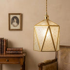 Handmade Faceted Geometric Pendant Light with Clear Triangular Panels - view 8