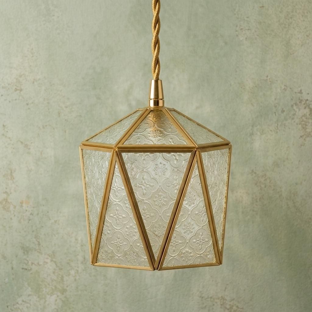 Handmade Faceted Geometric Pendant Light with Clear Triangular Panels - view 5