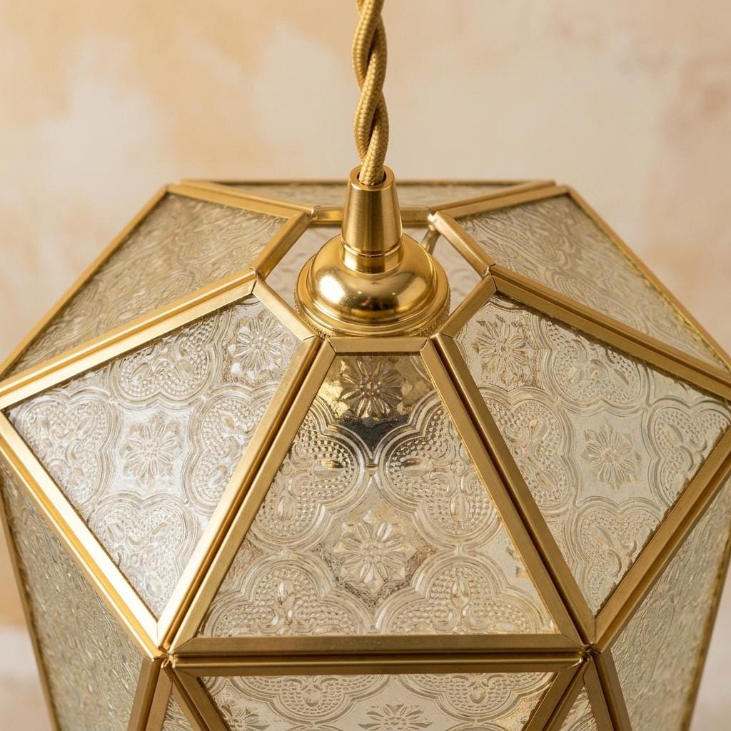 Handmade Faceted Geometric Pendant Light with Clear Triangular Panels - view 4