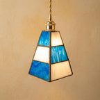 Handmade Blue and White Striped Tiffany-Inspired Pendant Light with Tapered Bell Shape - view 10