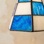 Handmade Blue and White Striped Tiffany-Inspired Pendant Light with Tapered Bell Shape - view 3