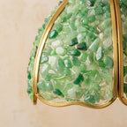 Green Pebble-Pattern Handmade Tiffany-Inspired Pendant Light with Petal-Panel Dome - view 2