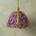 Purple Pebble-Pattern Handmade Tiffany-Inspired Pendant Light with Petal-Panel Dome - view 4