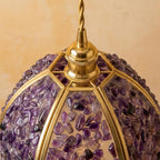 Purple Pebble-Pattern Handmade Tiffany-Inspired Pendant Light with Petal-Panel Dome - view 3