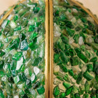 Deep Green Pebble-Pattern Handmade Tiffany-Inspired Pendant Light with Petal-Panel Dome - view 3