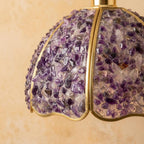 Deep Purple Pebble-Pattern Handmade Tiffany-Inspired Pendant Light with Petal-Panel Dome - view 3