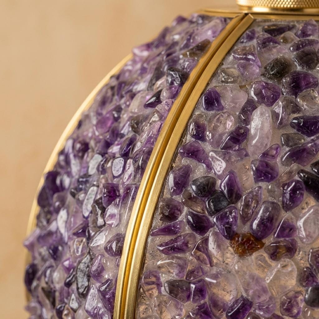Deep Purple Pebble-Pattern Handmade Tiffany-Inspired Pendant Light with Petal-Panel Dome - view 2