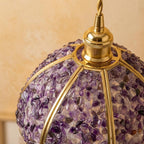Deep Purple Pebble-Pattern Handmade Tiffany-Inspired Pendant Light with Petal-Panel Dome - view 4