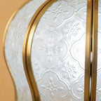 Handmade Clear-Look Tiffany-Inspired Pendant Light, Embossed-Look Bell with Scalloped Edge - view 2