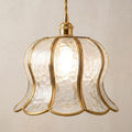 Handmade Clear-Look Tiffany-Inspired Pendant Light, Textured-Look Bell with Scalloped Edge by AuroraeGlass