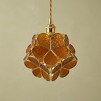 Warm Brown Petal Tiffany-Inspired Pendant Light, Rounded Bud Form, Handmade - view 5