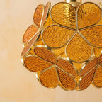 Warm Brown Petal Tiffany-Inspired Pendant Light, Rounded Bud Form, Handmade - view 3