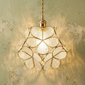 Pearl-Look Petal Tiffany-Inspired Pendant Light, Open Bud Form, Handmade by AuroraeGlass