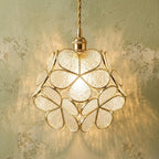 Pearl-Look Petal Tiffany-Inspired Pendant Light, Open Bud Form, Handmade by AuroraeGlass