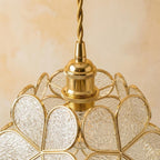 Pearl-Look Petal Tiffany-Inspired Pendant Light, Open Bud Form, Handmade - view 4