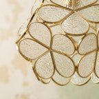 Pearl-Look Petal Tiffany-Inspired Pendant Light, Open Bud Form, Handmade - view 3