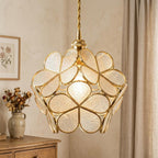 Clear-Look Rounded Petal Tiffany-Inspired Pendant Light, Layered Bud Form, Handmade - view 10