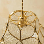 Clear-Look Rounded Petal Tiffany-Inspired Pendant Light, Layered Bud Form, Handmade - view 4