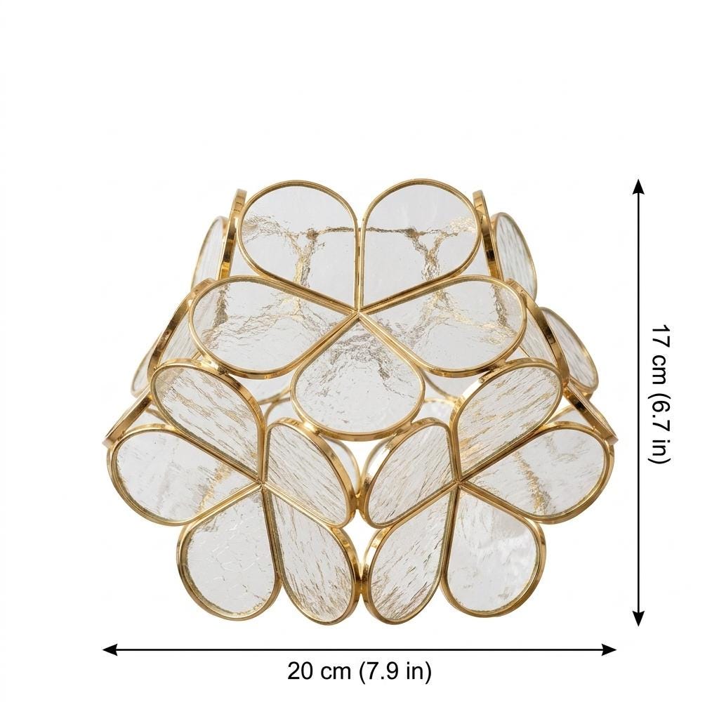 Clear-Look Layered Petal Pendant Light, Full Flower Form, Handmade - view 10