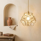 Clear-Look Layered Petal Pendant Light, Full Flower Form, Handmade - view 5