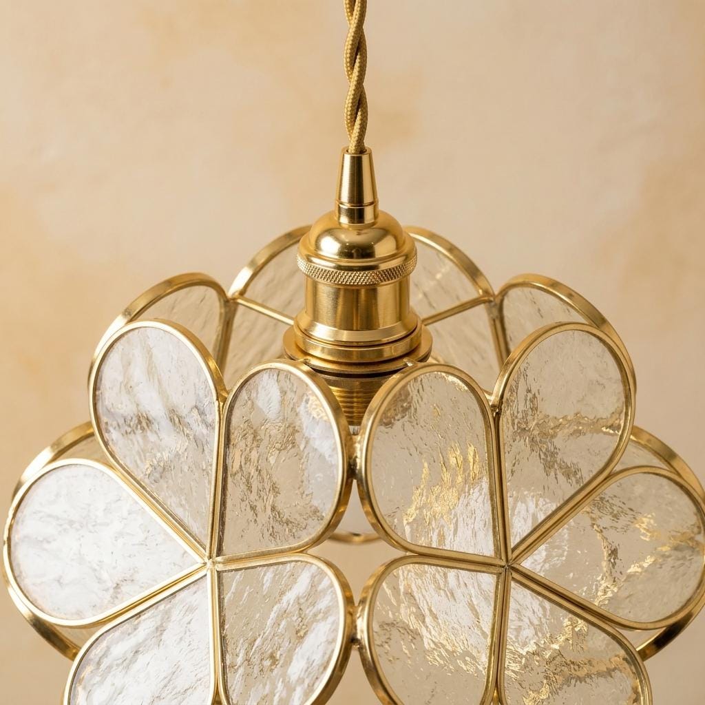 Clear-Look Layered Petal Pendant Light, Full Flower Form, Handmade - view 3