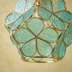 Aqua Petal Tiffany-Inspired Pendant Light, Rounded Bud Form, Handmade - view 3