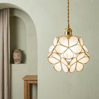 Cream Petal Tiffany-Inspired Pendant Light, Layered Bud Form, Handmade - view 6