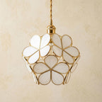 Cream Petal Tiffany-Inspired Pendant Light, Layered Bud Form, Handmade - view 5