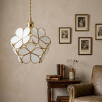 Cream Petal Tiffany-Inspired Pendant Light, Layered Bud Form, Handmade - view 9