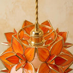 Orange Pointed-Petal Pendant Light, Radiating Flower Form, Handmade - view 4
