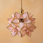 Pink Pointed-Petal Pendant Light, Radiating Flower Form, Handmade - view 5