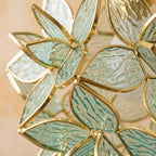 Aqua Pointed-Petal Tiffany-Inspired Pendant Light, Layered Flower Form, Handmade - view 2